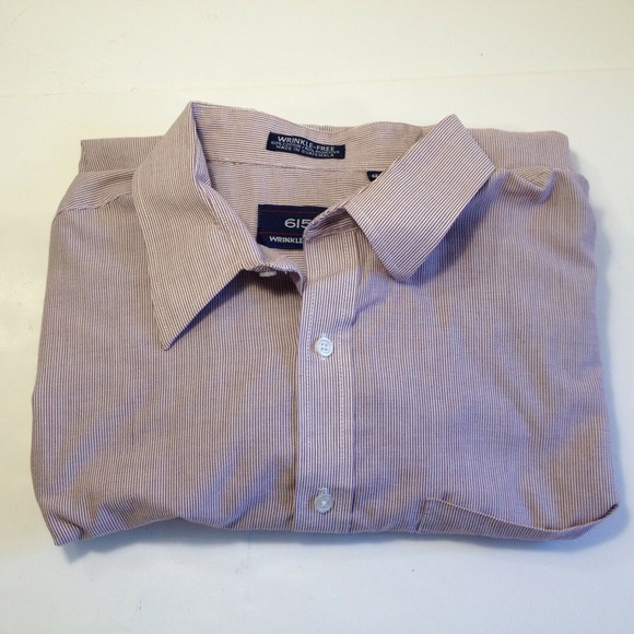 615 Wrinkle Free Brand Long Sleeve Purple/Plum Striped Dress Shirt Sz 17.5 34/35 - Picture 12 of 12